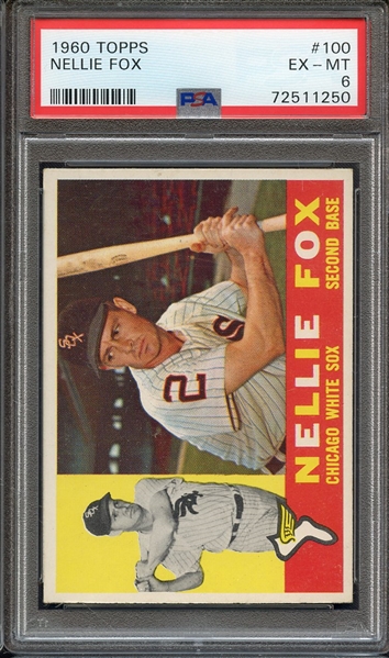 1960 TOPPS 100 NELLIE FOX PSA EX-MT 6