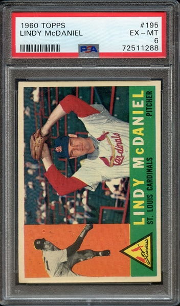 1960 TOPPS 195 LINDY McDANIEL PSA EX-MT 6