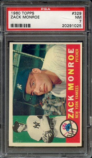 1960 TOPPS 329 ZACK MONROE PSA NM 7