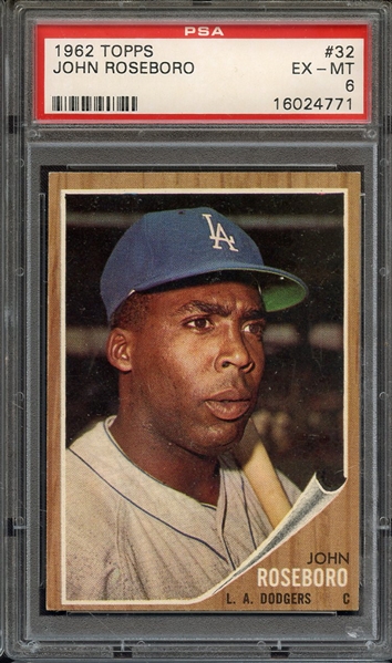 1962 TOPPS 32 JOHN ROSEBORO PSA EX-MT 6