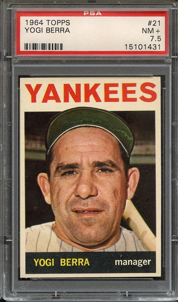 1964 TOPPS 21 YOGI BERRA PSA NM+ 7.5