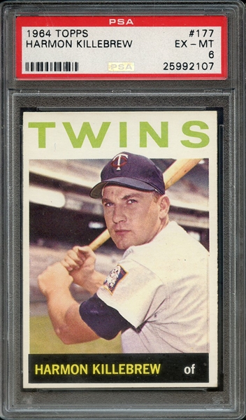 1964 TOPPS 177 HARMON KILLEBREW PSA EX-MT 6