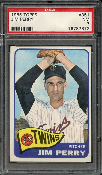 1965 TOPPS 351 JIM PERRY PSA NM 7