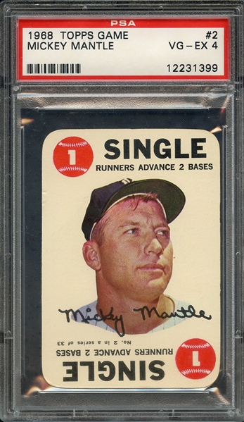 1968 TOPPS GAME 2 MICKEY MANTLE PSA VG-EX 4