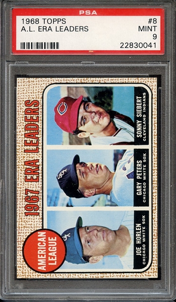 1968 TOPPS 8 A.L. ERA LEADERS PSA MINT 9