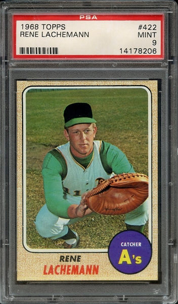 1968 TOPPS 422 RENE LACHEMANN PSA MINT 9