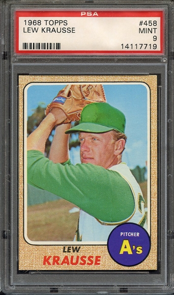 1968 TOPPS 458 LEW KRAUSSE PSA MINT 9