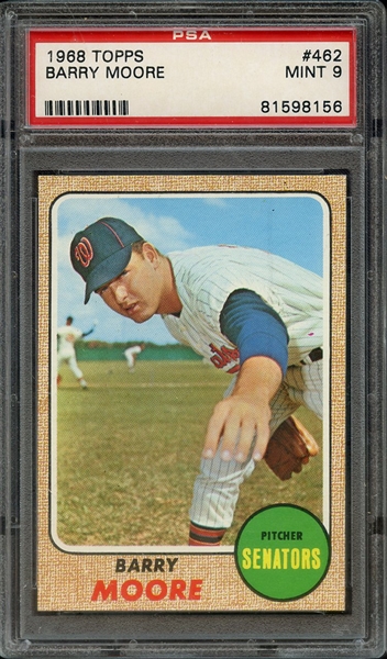 1968 TOPPS 462 BARRY MOORE PSA MINT 9