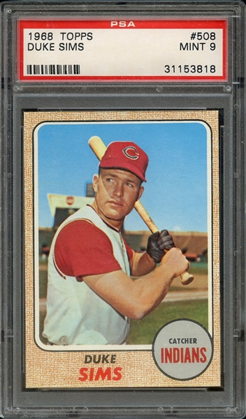 1968 TOPPS 508 DUKE SIMS PSA MINT 9