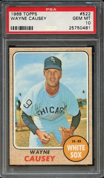 1968 TOPPS 522 WAYNE CAUSEY PSA GEM MT 10