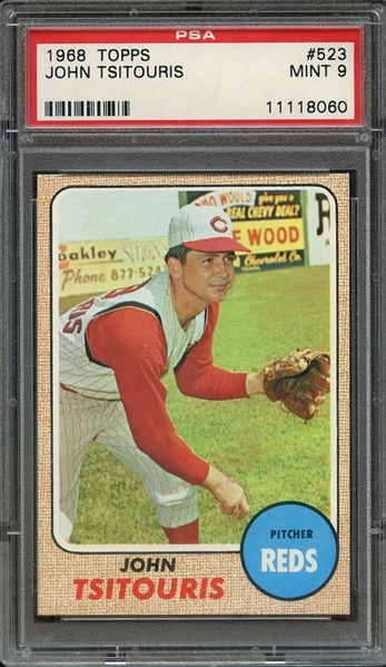 1968 TOPPS 523 JOHN TSITOURIS PSA MINT 9