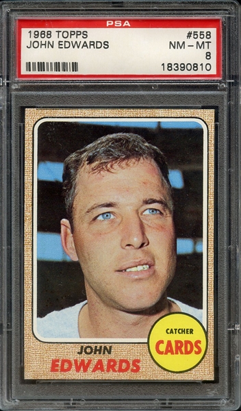 1968 TOPPS 558 JOHN EDWARDS PSA NM-MT 8