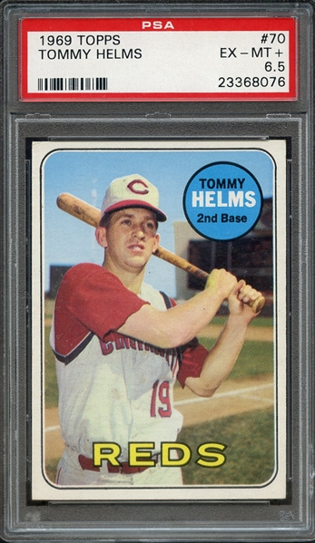 1969 TOPPS 70 TOMMY HELMS PSA EX-MT+ 6.5