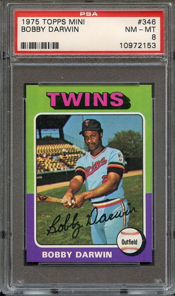 1975 TOPPS MINI 346 BOBBY DARWIN PSA NM-MT 8