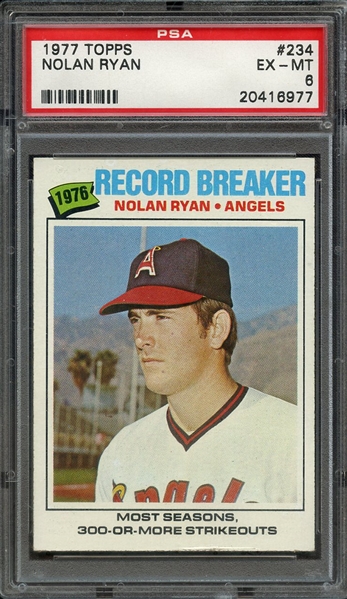 1977 TOPPS 234 NOLAN RYAN PSA EX-MT 6