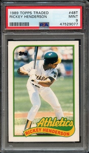 1989 TOPPS TRADED 48T RICKEY HENDERSON PSA MINT 9