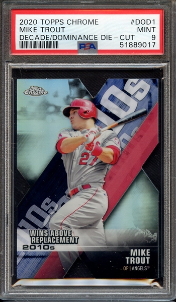 2020 TOPPS CHROME DECADE OF DOMINANCE DIE-CUT DOD1 MIKE TROUT DECADE/DOMINANCE DIE-CUT PSA MINT 9