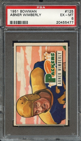 1951 BOWMAN 125 ABNER WIMBERLY PSA EX-MT 6