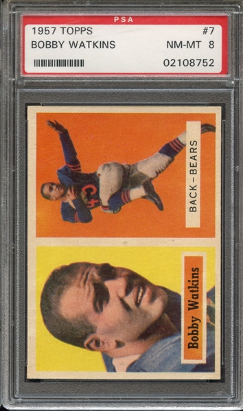 1957 TOPPS 7 BOBBY WATKINS PSA NM-MT 8