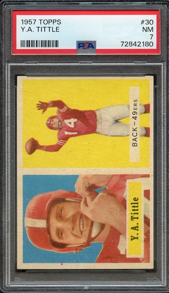 1957 TOPPS 30 Y.A. TITTLE PSA NM 7