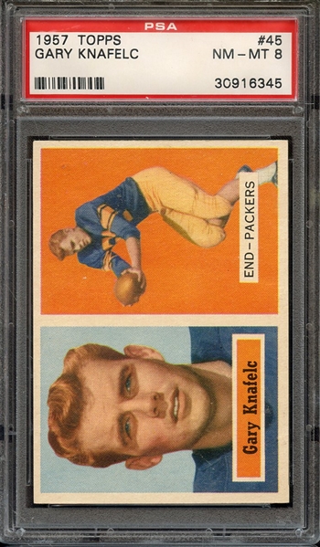 1957 TOPPS 45 GARY KNAFELC PSA NM-MT 8