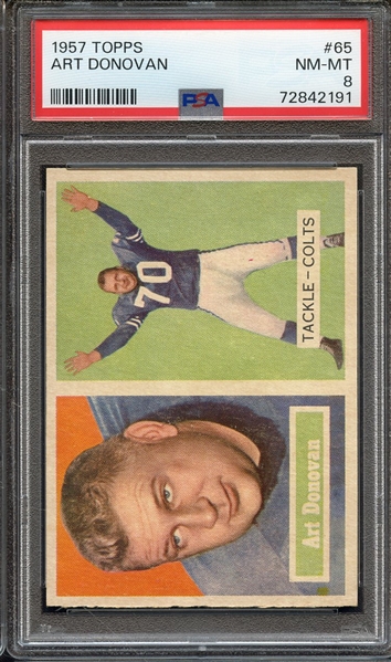 1957 TOPPS 65 ART DONOVAN PSA NM-MT 8