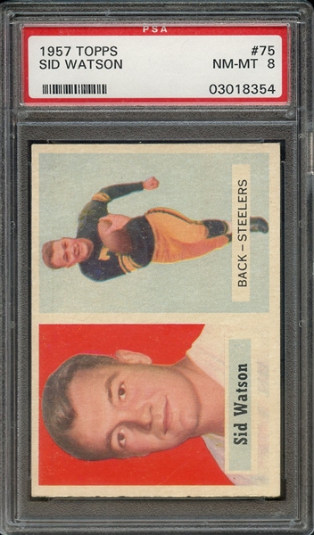 1957 TOPPS 75 SID WATSON PSA NM-MT 8