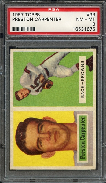 1957 TOPPS 93 PRESTON CARPENTER PSA NM-MT 8