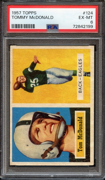 1957 TOPPS 124 TOMMY McDONALD PSA EX-MT 6