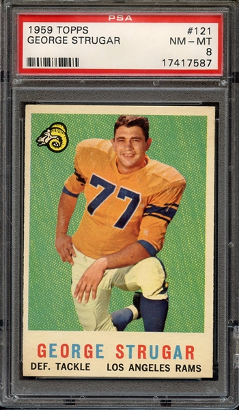 1959 TOPPS 121 GEORGE STRUGAR PSA NM-MT 8