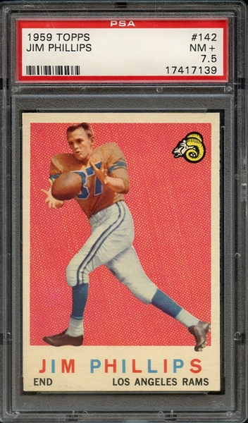 1959 TOPPS 142 JIM PHILLIPS PSA NM+ 7.5