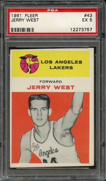 1961 FLEER 43 JERRY WEST PSA EX 5