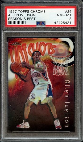 1997 TOPPS CHROME SEASON'S BEST 26 ALLEN IVERSON SEASON'S BEST PSA NM-MT 8