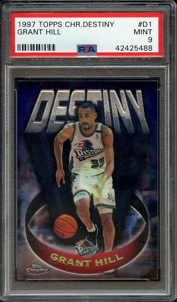 1997 TOPPS CHROME DESTINY D1 GRANT HILL PSA MINT 9