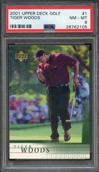 2001 UPPER DECK GOLF 1 TIGER WOODS PSA NM-MT 8