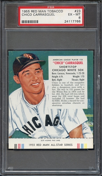 1955 RED MAN TOBACCO 23 CHICO CARRASQUEL PSA EX-MT 6