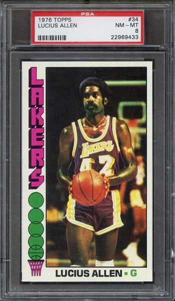 1976 TOPPS 34 LUCIUS ALLEN PSA NM-MT 8