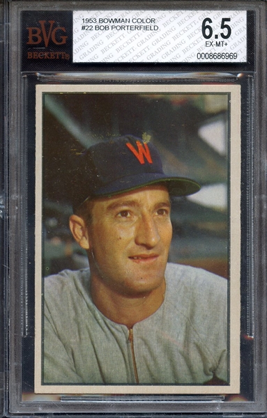 1953 BOWMAN COLOR 22 BOB PORTERFIELD BVG EX-MT+ 6.5