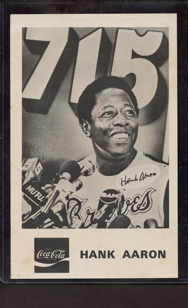 HANK AARON COCO COLA CARD