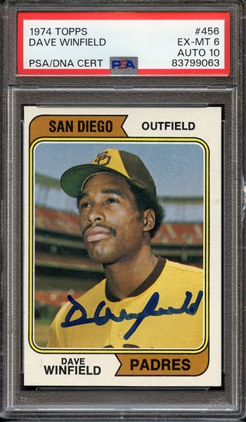 1974 TOPPS 456 SIGNED DAVE WINFIELD PSA EX-MT 6 PSA/DNA AUTO 10