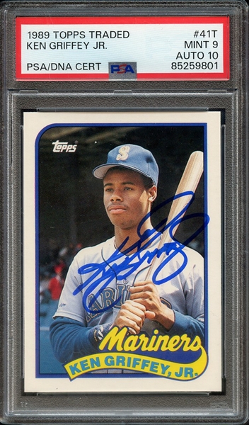 1989 TOPPS TRADED 41T SIGNED KEN GRIFFEY JR PSA MINT 9 PSA/DNA AUTO 10