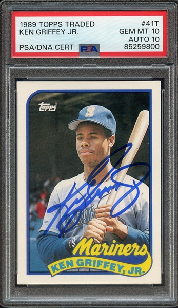 1989 TOPPS TRADED 41T SIGNED KEN GRIFFEY JR PSA GEM MT 10 PSA/DNA AUTO 10