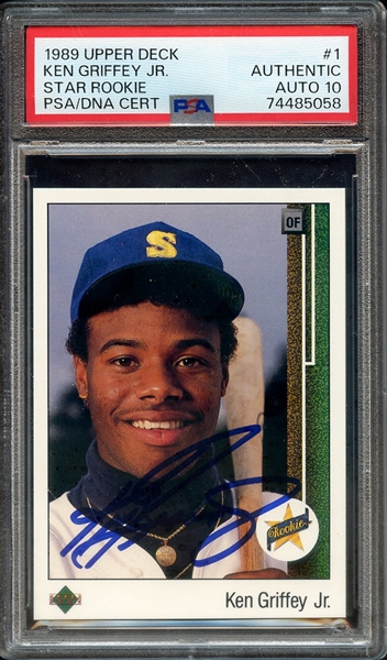 1989 UPPER DECK 1 SIGNED KEN GRIFFEY JR PSA AUTHENTIC PSA/DNA AUTO 10