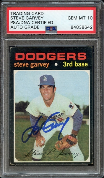 1971 TOPPS 341 SIGNED STEVE GARVEY PSA/DNA AUTO 10