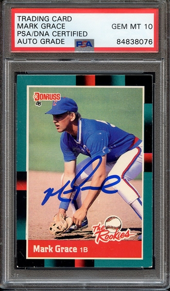 1988 DONRUSS ROOKIES 1 MARK GRACE PSA/DNA AUTO 10