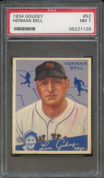 1934 GOUDEY 52 HERMAN BELL PSA NM 7
