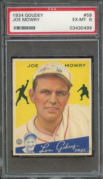 1934 GOUDEY 59 JOE MOWRY PSA EX-MT 6