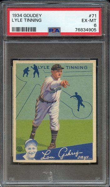 1934 GOUDEY 71 LYLE TINNING PSA EX-MT 6