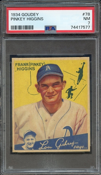 1934 GOUDEY 78 PINKEY HIGGINS PSA NM 7