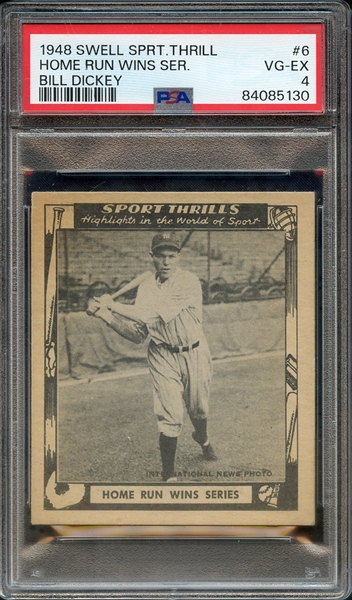 1948 SWELL SPORTS THRILLS 6 HOME RUN WINS SER. BILL DICKEY PSA VG-EX 4